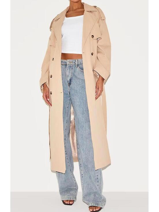 Jackets & Blazers - PRETTY LITTLE THINGS | Sz. 12 Beige Belted Double Breasted Trench‎ Coat